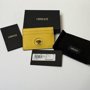 Versace Medusa Yellow Leather Slim Card Case Wallet VITELLO SUN